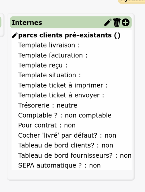 Paramétrage affaire