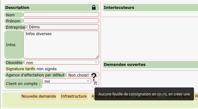 Fiche client - passage en compte