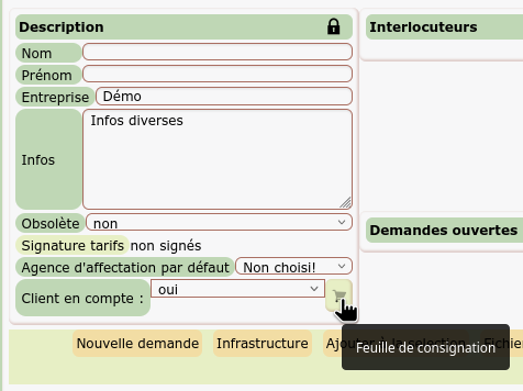 Fiche client - passage en compte