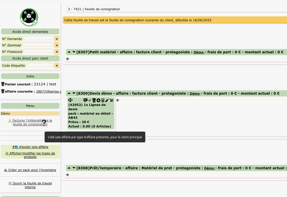 Fiche client - passage en compte